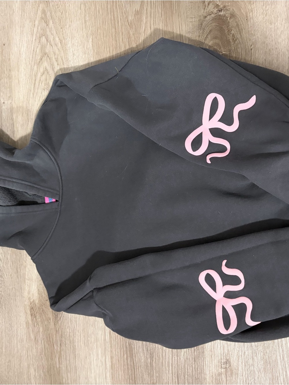 Grey Hoodie with Pink Bow Accents